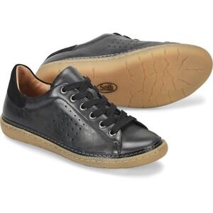 Sofft Arianna Black Leather Perforated Lace Up Sneakers Women's Size 10M Casual‎